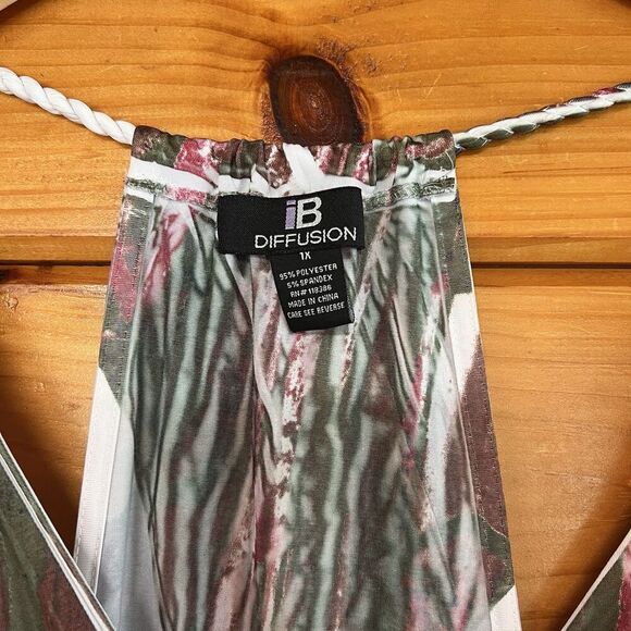 IB Diffusion Dress 1X Colorful V Neck Artsy Stretch Knit Boho Casual Maxi - Picture 4 of 7